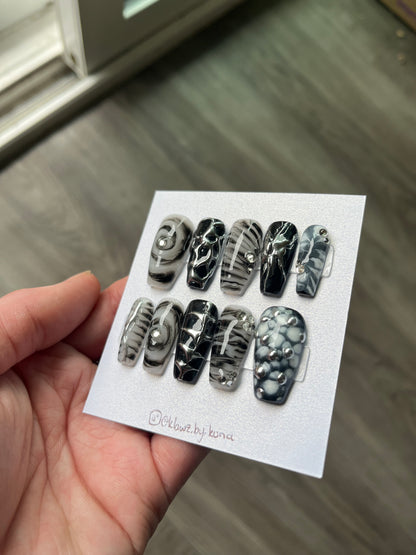 Edgy Abstract Goth Nails