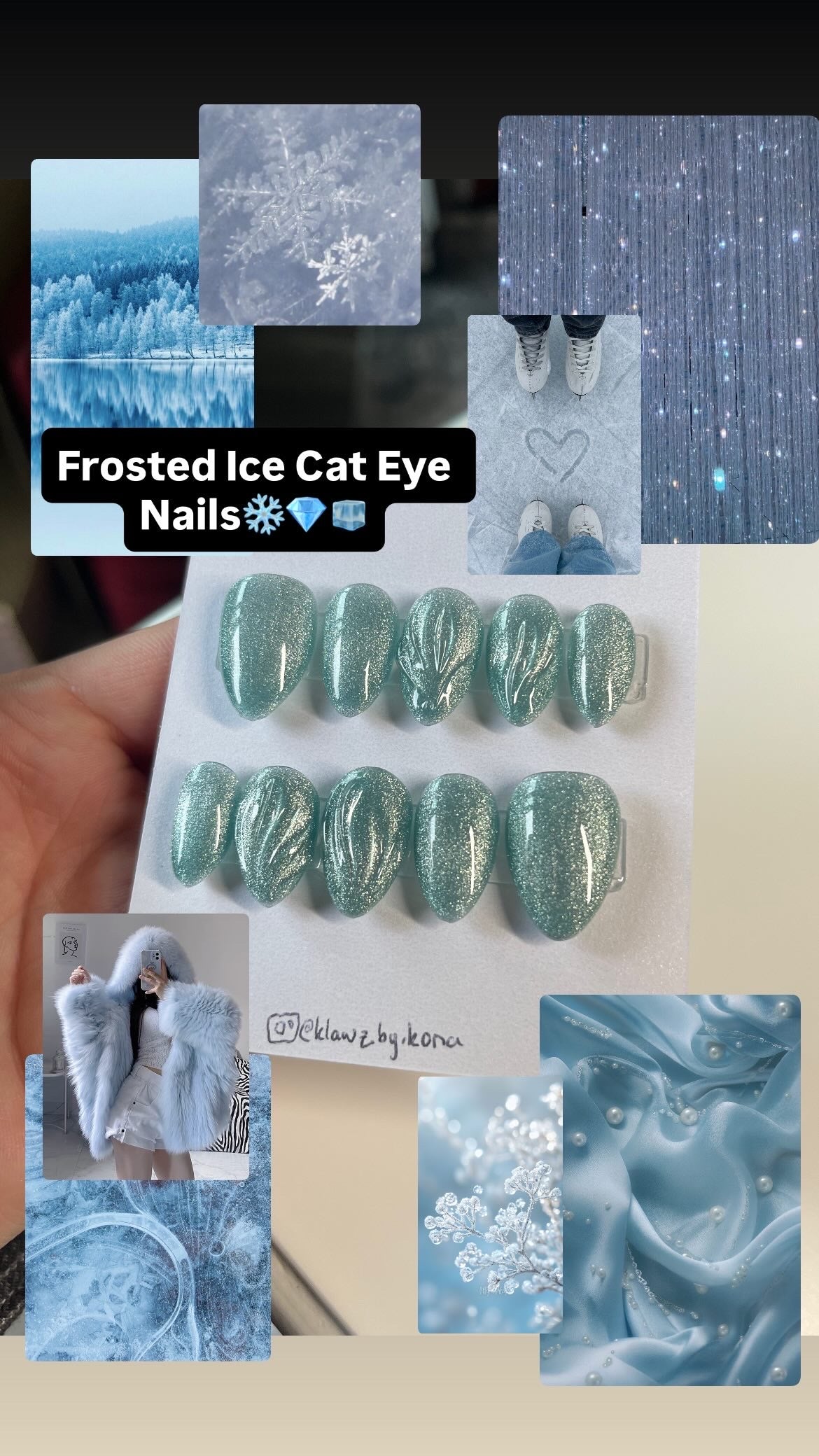 Frosted Ice Cat Eye Nails