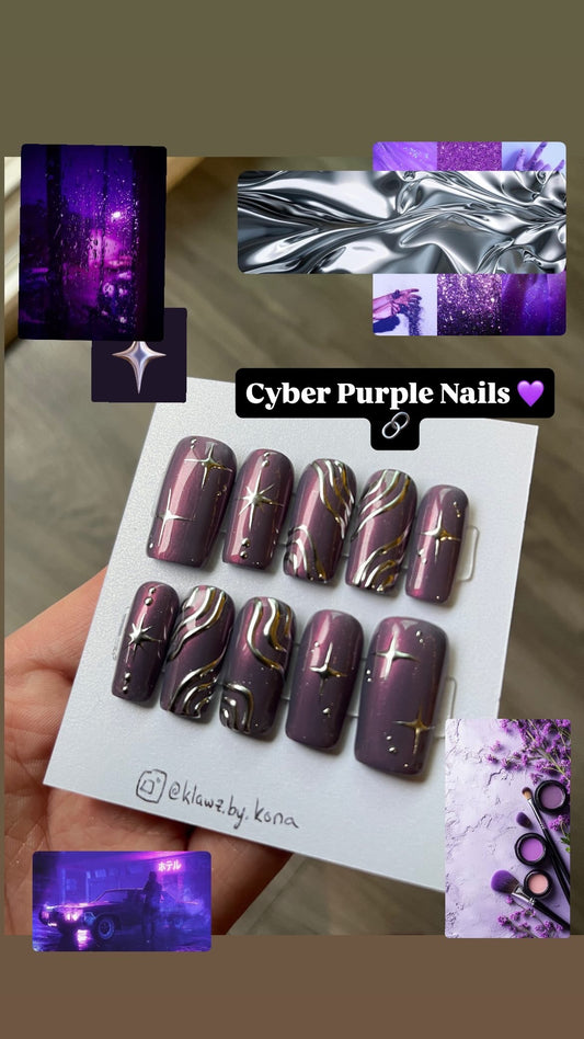 Cyber Purple Chrome Nails