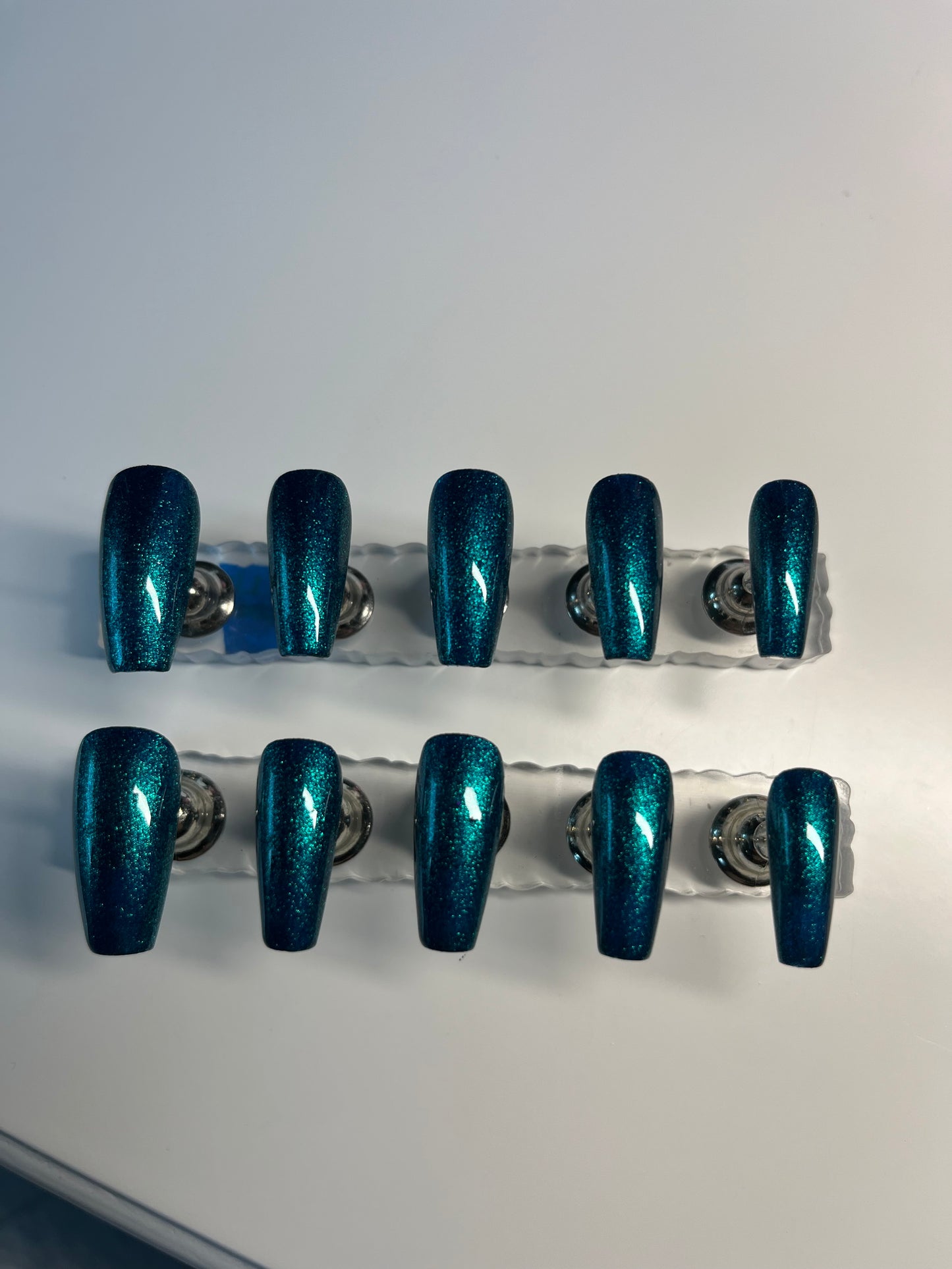 Metallic Teal Nails