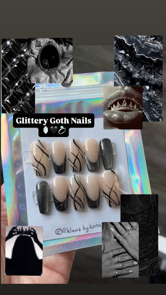 Glittery Goth Nails