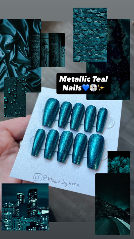 Metallic Teal Nails