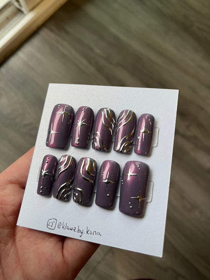 Cyber Purple Chrome Nails