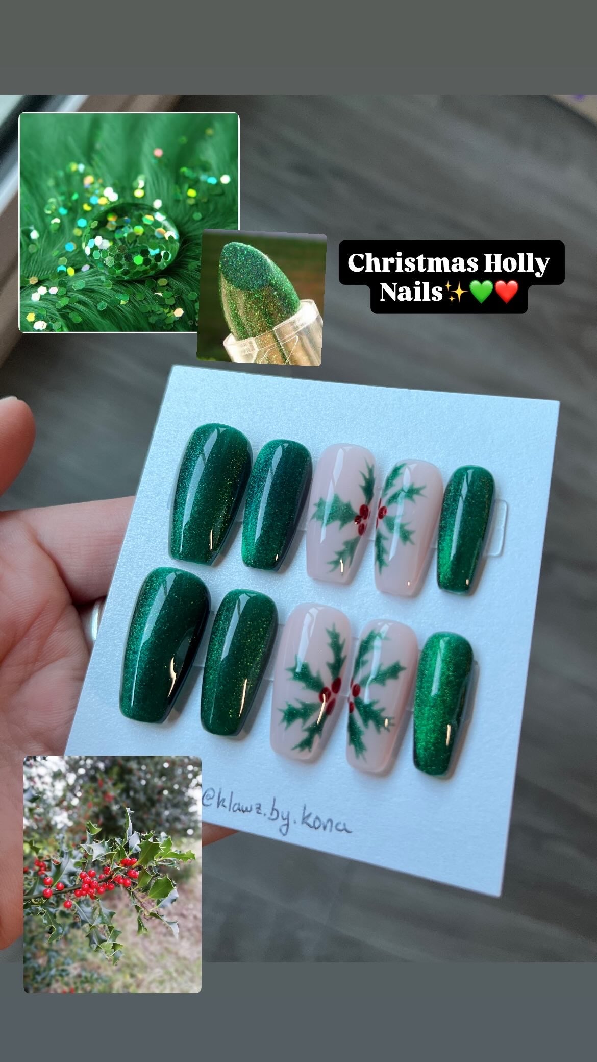 Christmas Holly Nails