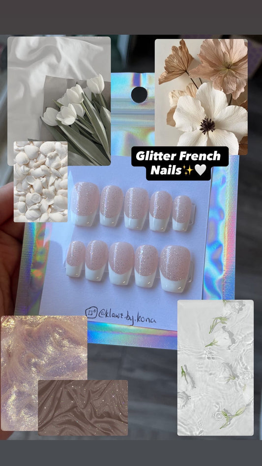 Sparkly French Tip Nails