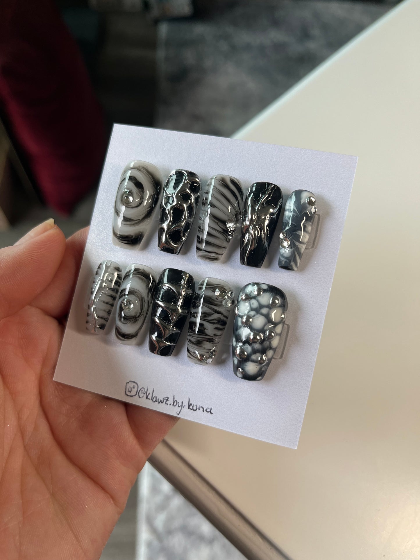 Edgy Abstract Goth Nails