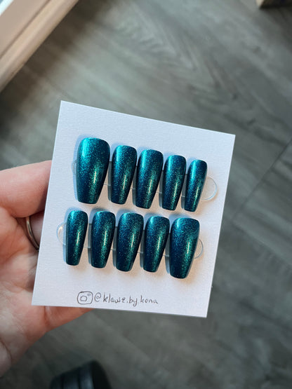 Metallic Teal Nails