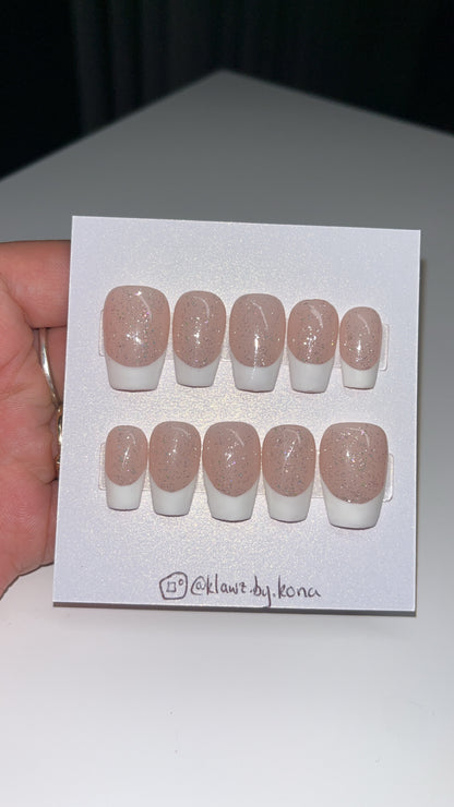 Sparkly French Tip Nails