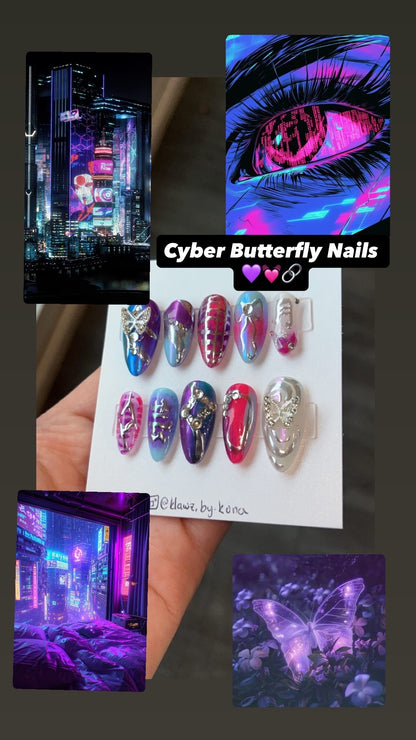 Cyber Butterfly Nails