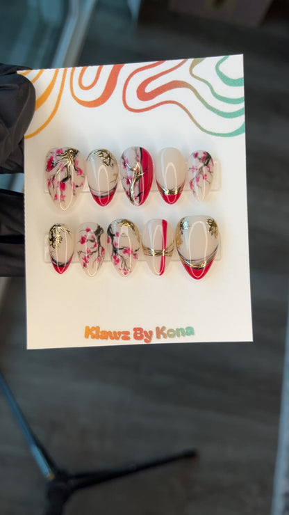 Crimson Sakura Nails