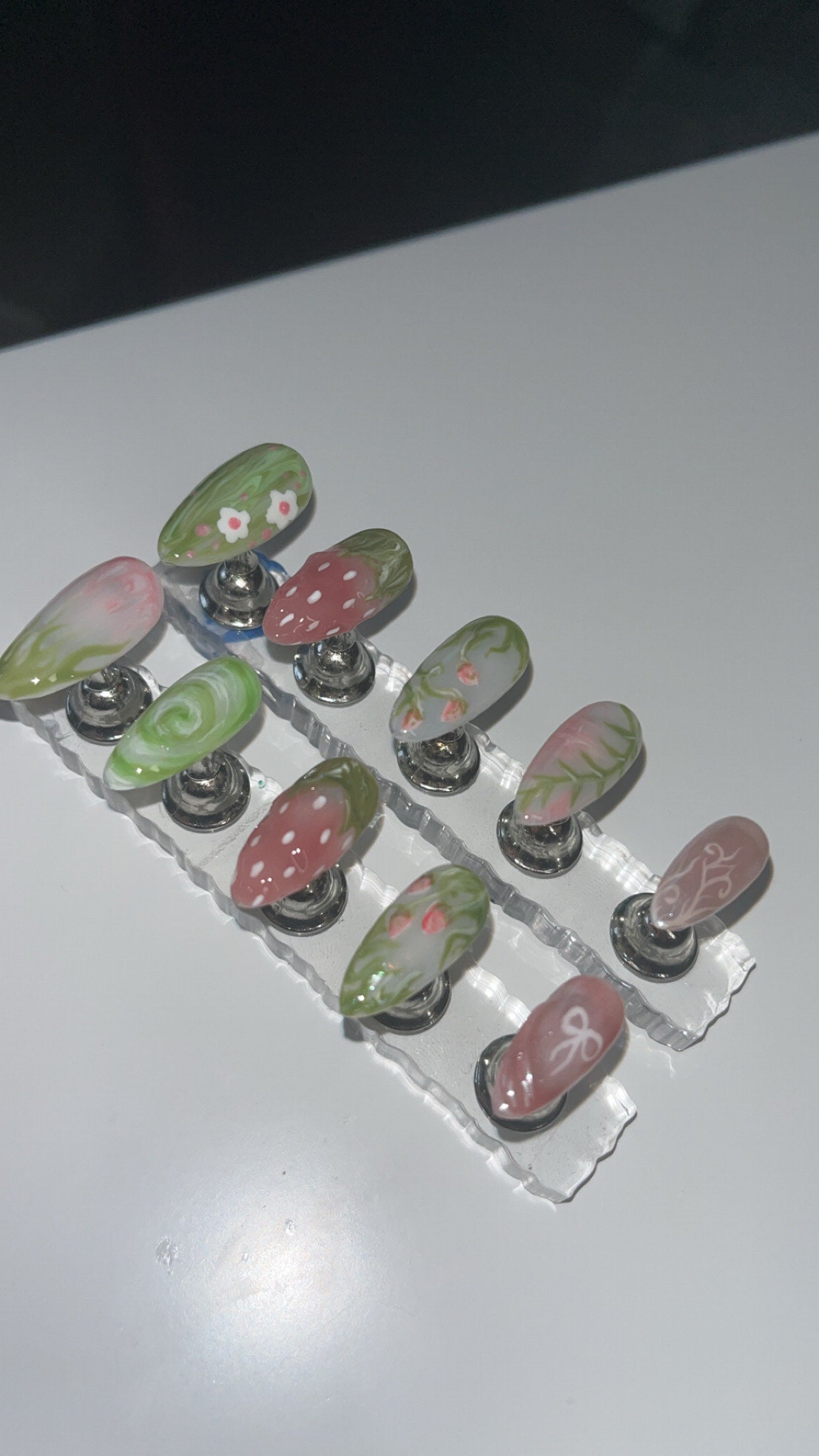 Strawberry Matcha Latte Nails