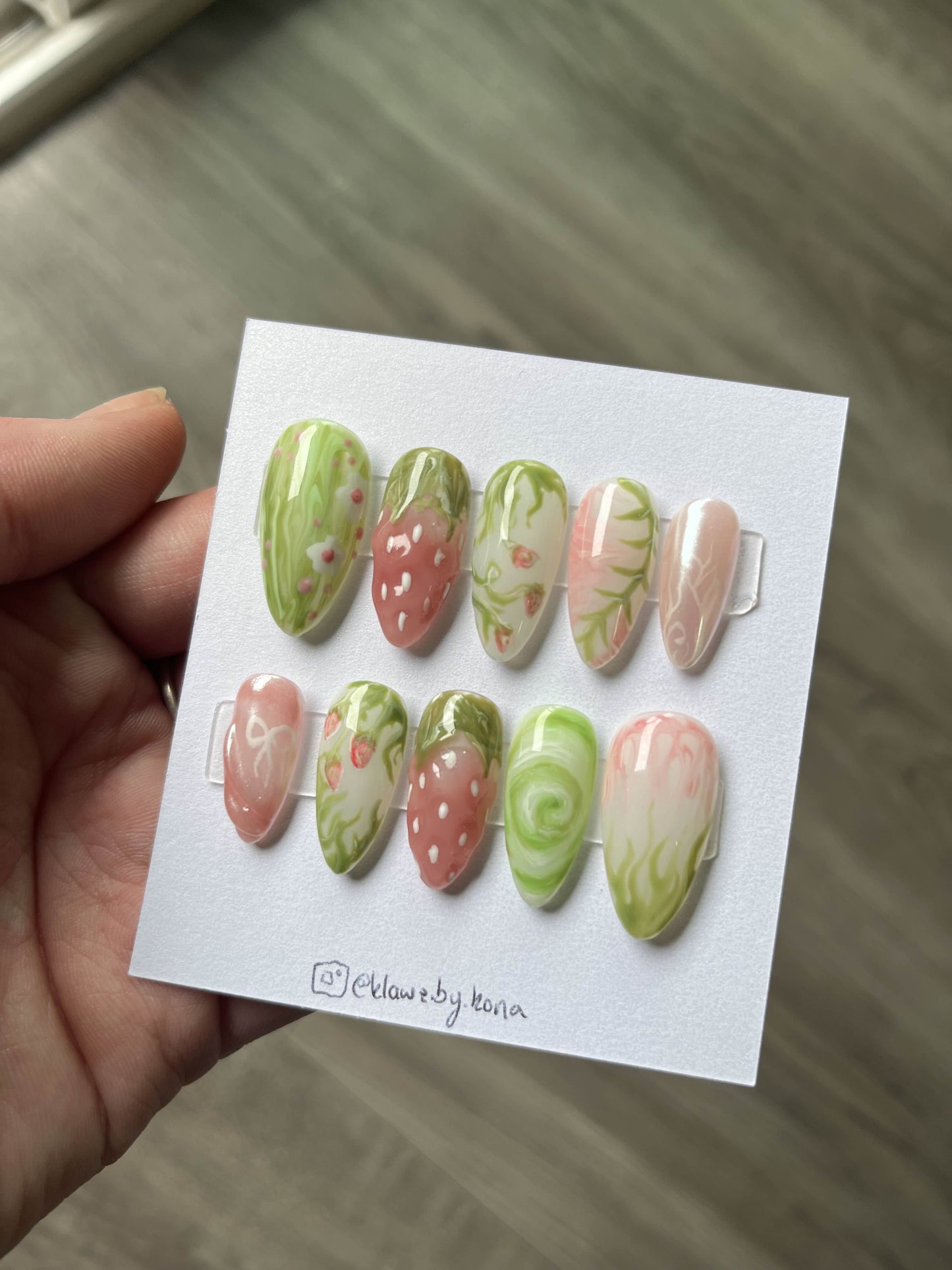 Strawberry Matcha Latte Nails