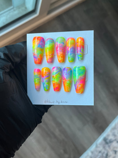 Rainbow Marble Nails