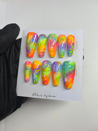 Rainbow Marble Nails