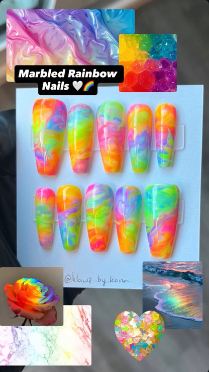 Rainbow Marble Nails