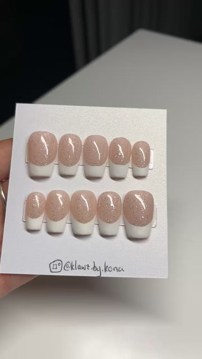 Sparkly French Tip Nails
