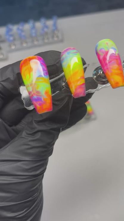 Rainbow Marble Nails