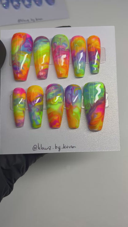 Rainbow Marble Nails